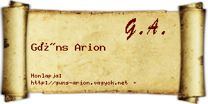 Güns Arion névjegykártya